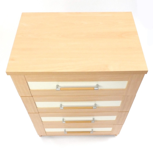 50 - Light wood four drawer chest, 89cm H x 62cm W x 42.5cm D