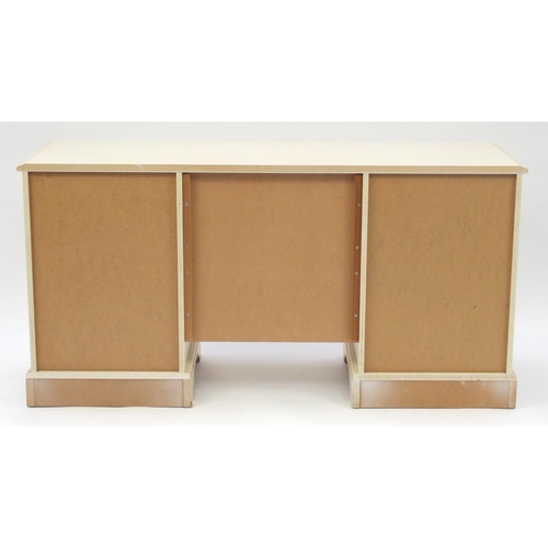 22 - Cream painted wood six drawer dressing table, 71cm H x 138cm W x 45cm D