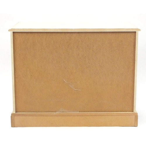 20 - Cream painted wood three drawer chest, 71cm H x 90cm W x 46cm D