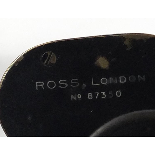 917 - Pair of vintage Ross of London stereo prism binoculars, with fitted leather case