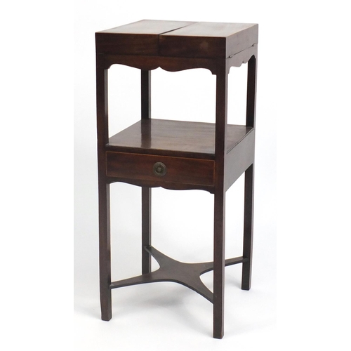 4 - Georgian inlaid mahogany wash stand, fitted with frieze drawer, 88cm H x 38cm W x 38cm D