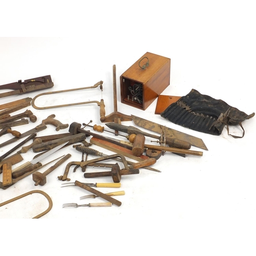 836 - Vintage wood working tools including saws