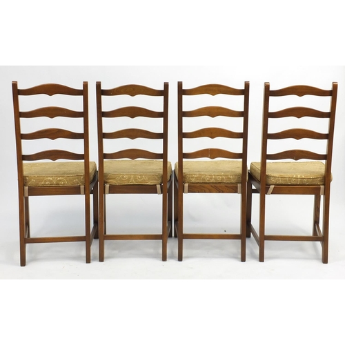 41 - Ercol drop leaf dining table with four ladder back chairs