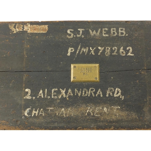 24 - Painted pine carpenters chest, 44cm H x 87cm W x 40cm D