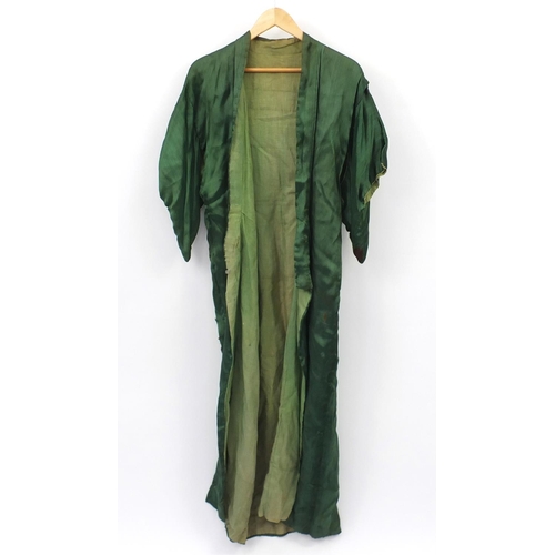 607 - Chinese part silk gown embroidered with a dragon, 130cm in length