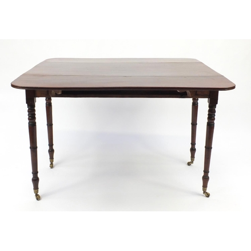 2 - Victorian mahogany Pembroke table fitted with a drawer to one end, 72cm H x 110cm W (extended) x 106... 