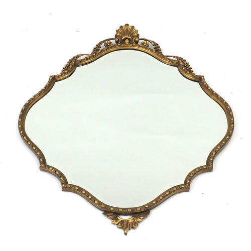 24A - Shaped gilt framed mirror with bevelled glass, 92cm x 75cm