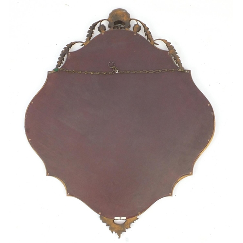 24A - Shaped gilt framed mirror with bevelled glass, 92cm x 75cm