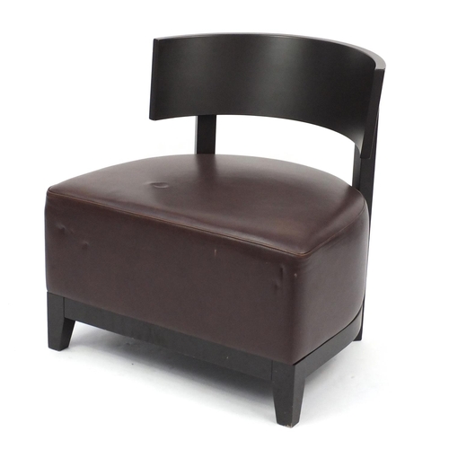 29 - Contemporary RHA reception chair with brown leather seat, 74cm high
