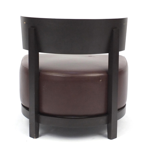 29 - Contemporary RHA reception chair with brown leather seat, 74cm high