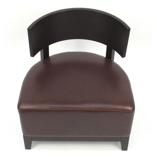 28 - Contemporary RHA reception chair with brown leather seat, 74cm high