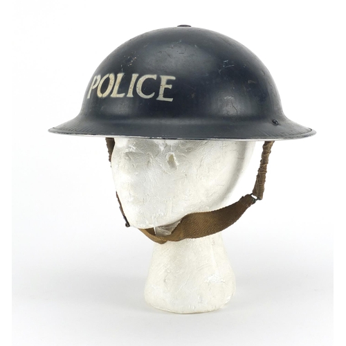 916 - British Military World War II police tin helmet
