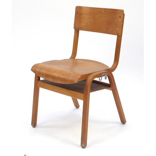 9 - Set of eleven vintage bent plywood stacking chairs, each 79cm high