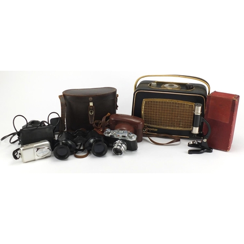 283 - Vintage cameras, binoculars, microscope and Good Companion radio