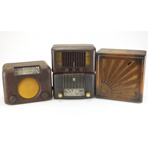 307 - Three vintage Bakelite radios and one other including Bush and Pilot