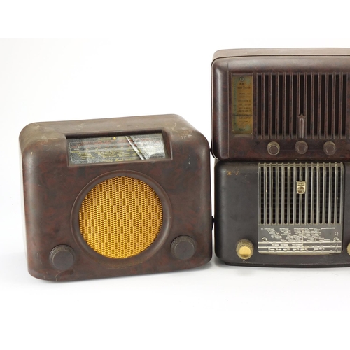 307 - Three vintage Bakelite radios and one other including Bush and Pilot