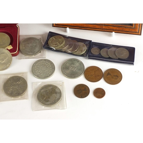 666 - Mostly British coins including 1993, proof coin collection, commemorative crowns and five pound coin... 