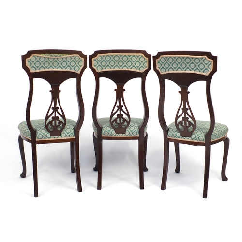 38 - Set of three Art Nouveau mahogany dining chairs, 101cm high