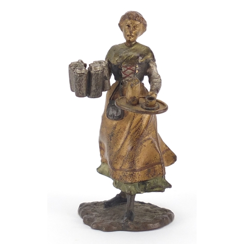 368 - Franz Bergmann cold painted bronze of a female serving coffee, impressed marks and numbered 7294 to ... 