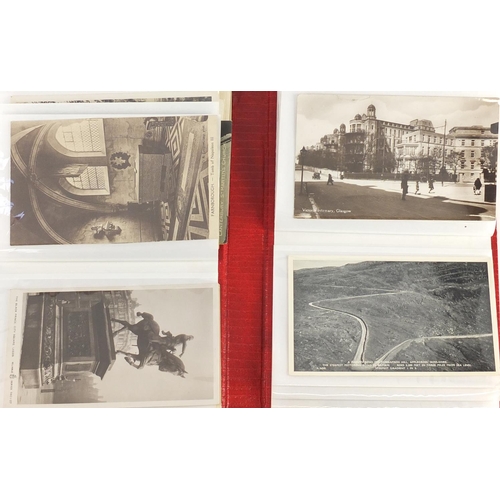 652 - Topographical and social history postcards arranged in three albums, some photographic including Dur... 