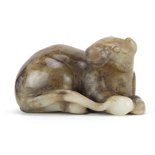 369 - Chinese russet and white jade carving of a foal, 8.5cm wide