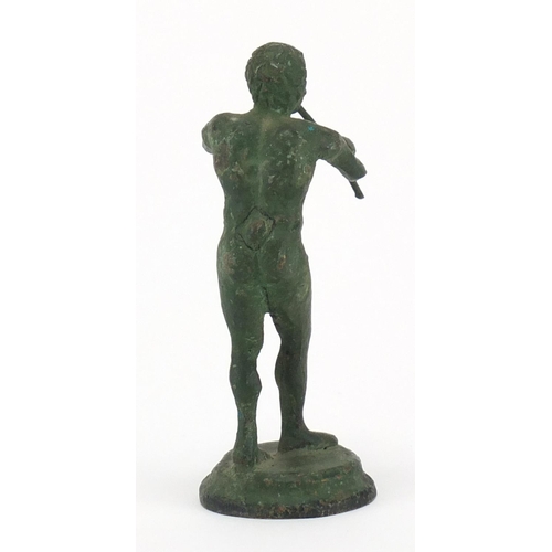 429 - Patinated Verdigris bronze of a classical nude male, 10cm high
