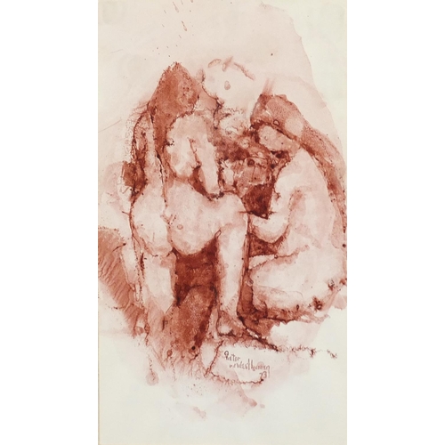 39 - Pieter Van Der Westhuizen 1973 - Three nude females, ink on paper, mounted and framed, 27.5cm x 15cm