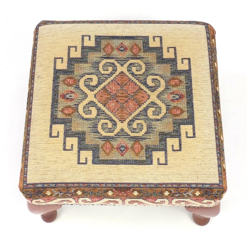 67 - Mahogany framed foot stool with tapestry seat, 35cm H x 48cm W x 48cm D