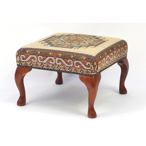 67 - Mahogany framed foot stool with tapestry seat, 35cm H x 48cm W x 48cm D