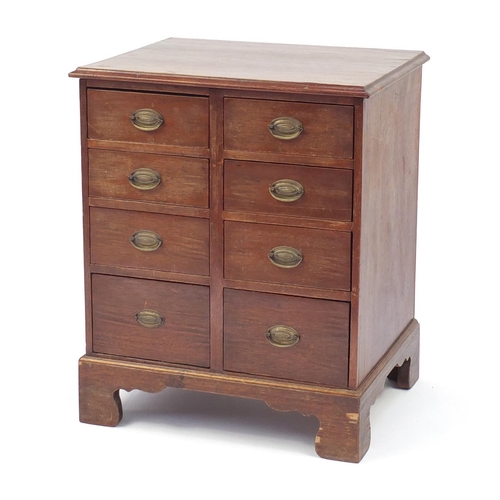 16 - Gerogian oak eight drawer chest with brass handles and bracket feet, 75cm H x 61cm W x 48cm D
