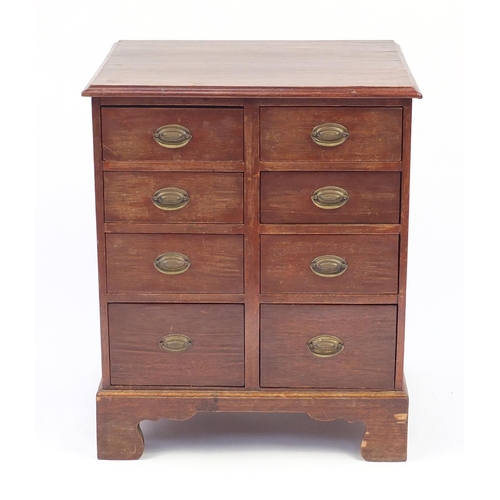 16 - Gerogian oak eight drawer chest with brass handles and bracket feet, 75cm H x 61cm W x 48cm D