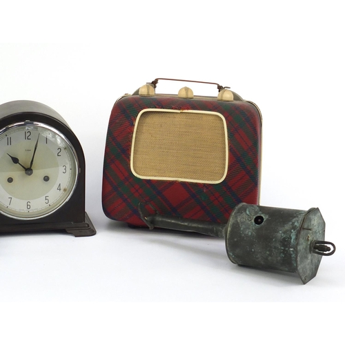 269 - Sundry items including an Invicta tartan radio, Enfield mantel clock and Remington typewriter