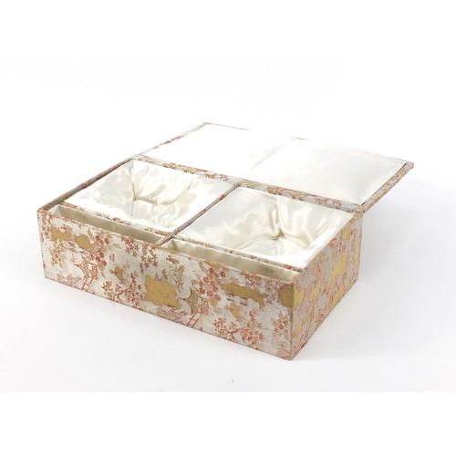 479 - Chinese embroidered silk lined box, 38cm wide