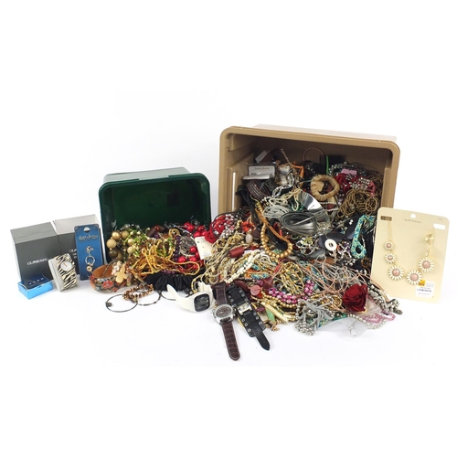 357 - Costume jewellery including wristwatches, brooches, necklaces, bracelets, rings and earrings