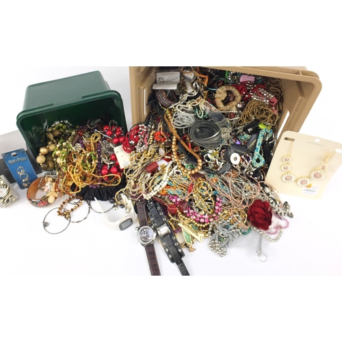 357 - Costume jewellery including wristwatches, brooches, necklaces, bracelets, rings and earrings