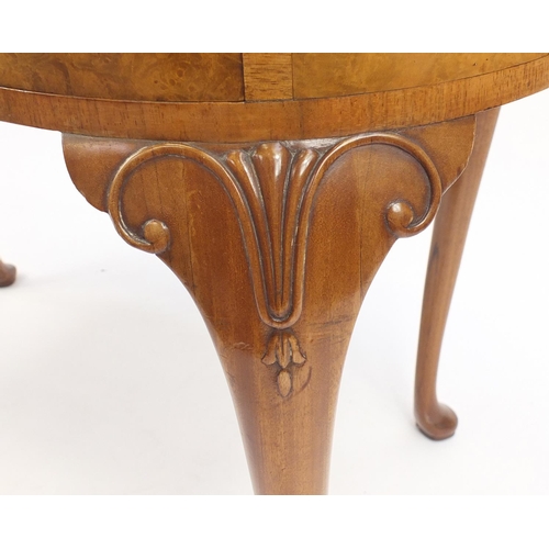2022 - Waring & Gillow walnut kidney shaped dressing table with three drawers, on carved cabriole legs, 76c... 