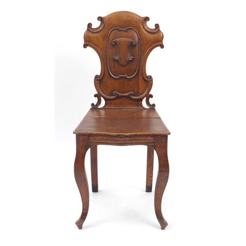 27 - Victorian oak shield back occasional chair, 88cm high