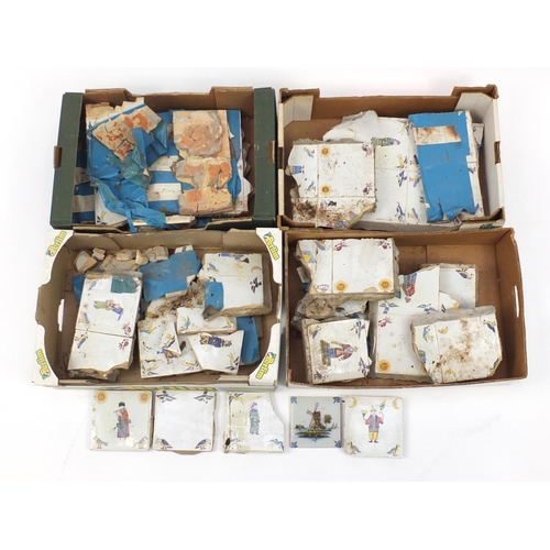 291 - Collection of antique delft chinoiserie tiles