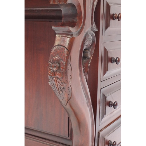 2035 - Mahogany davenport with tooled leather inset, fitted interior and four drawers, 88cm H x 56cm W x 60... 