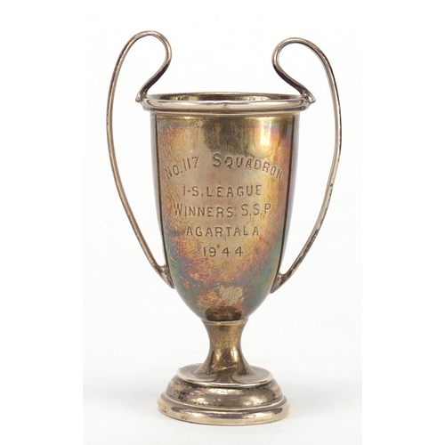 363 - Victorian Military interest silver twin handled trophy, engraved 117 Squadron I-S. League Winners SS... 