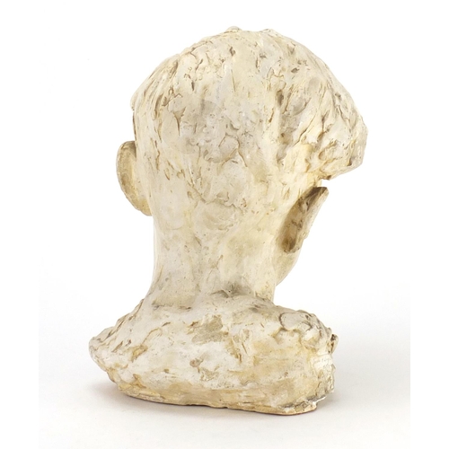 175 - Brenda H Long, plaster bust of a male, 28cm high