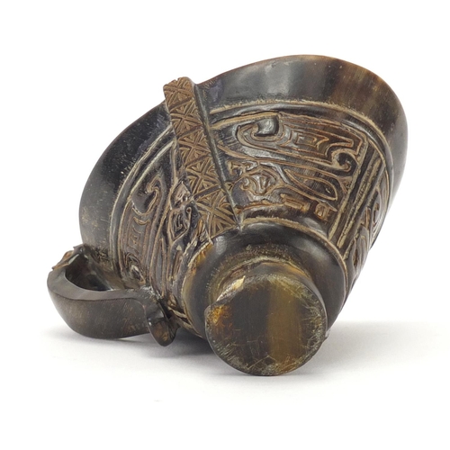 396 - Chinese horn libation cup, 7cm high