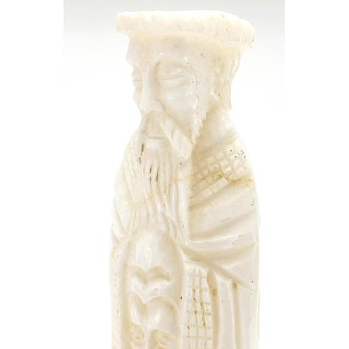 161 - Carved alabaster tale lamp in the form of a Chinese elder, 47cm high
