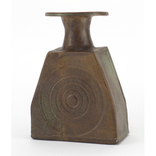 212 - Studio pottery flat sided vase, 24cm high