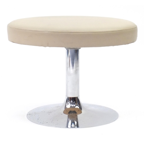 94 - Contemporary cream leather stool with chrome base, 40cm high