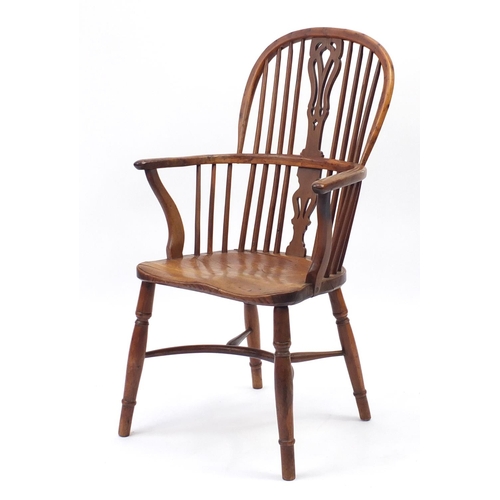 2016 - High back elm Windsor chair with crinoline stretcher, 101cm high
