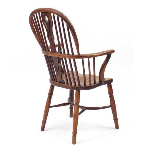 2016 - High back elm Windsor chair with crinoline stretcher, 101cm high