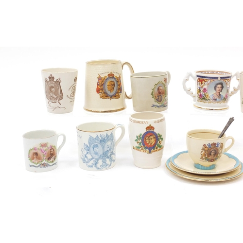 273 - Coronation china including a Clarice Cliff Newport trio, Paragon and Aynsley