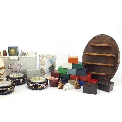 501 - Collectable china including thimbles, Limoges powder pots and covers, a Franklin Mint wings of desti... 