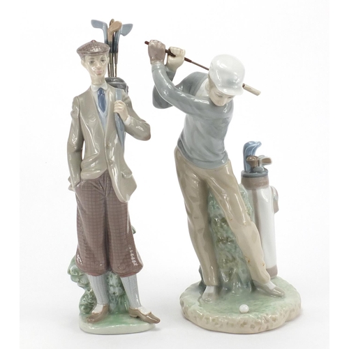 482 - Two Lladro golf figures, the largest 30cm high